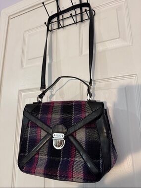 (LIKE NEW) Relic Plaid Satchel in Purple, Black & Gray y2k